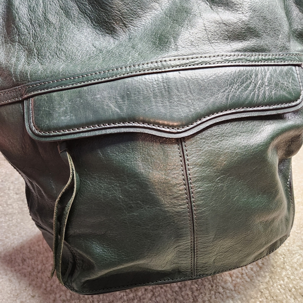 Rebecca Minkoff Jasper Hobo Leather Bucket Bag Hunter Green - Picture 3 of 15